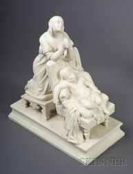 Minton Parian Figure Group of Maternal Devotion